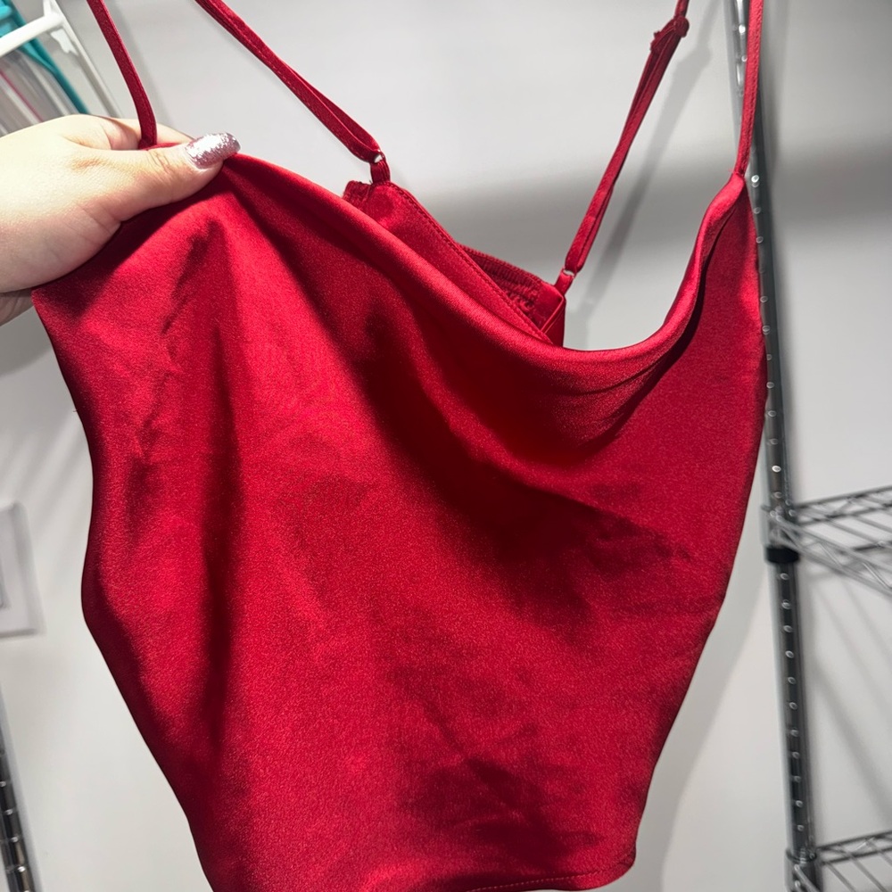 Red Satin Cami Top
